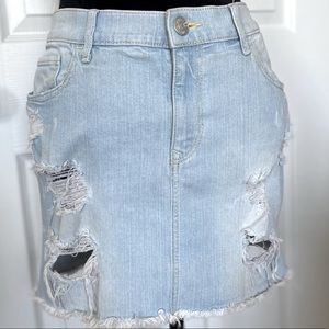 Express Distressed Denim Skirt